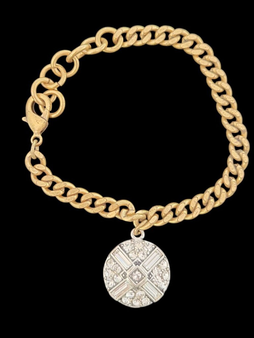 Lulu Frost for POPSUGAR Crystal Charm Bracelet Gold Cuban Link Chain